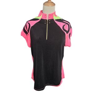 Jamie Sadock Black and Pink Short Sleeve Athletic Golf Top